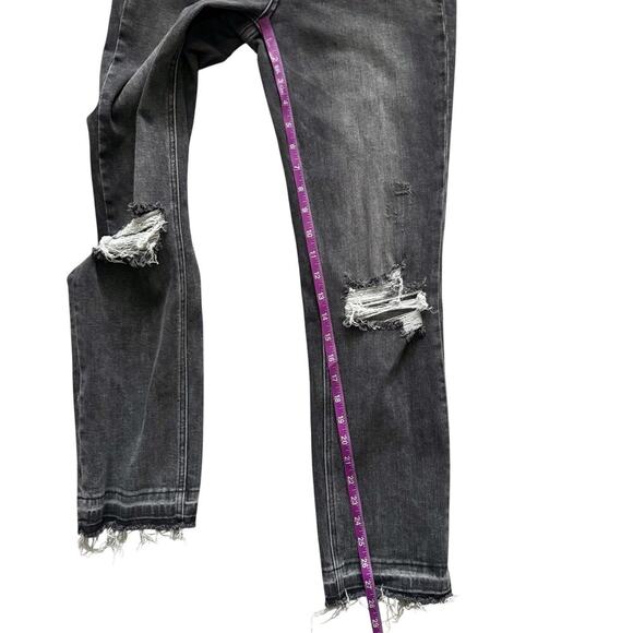 Vervet Jeans Womens 27 Black Distressed High Rise Straight Leg Frayed Hem grunge - Picture 4 of 12